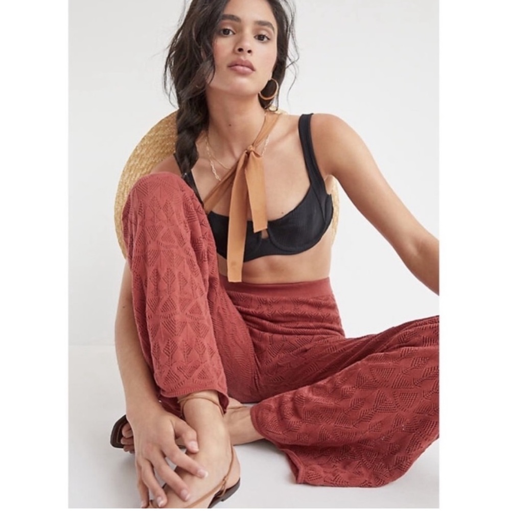 NWT Flat White Anthropologie Pointelle Sweater Pants - Picture 2 of 6